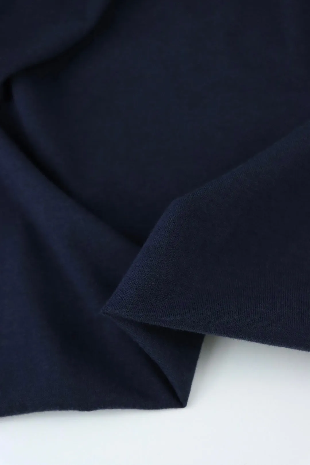 3YD 18IN REMNANT; Navy Lightweight Cotton Spandex Jersey