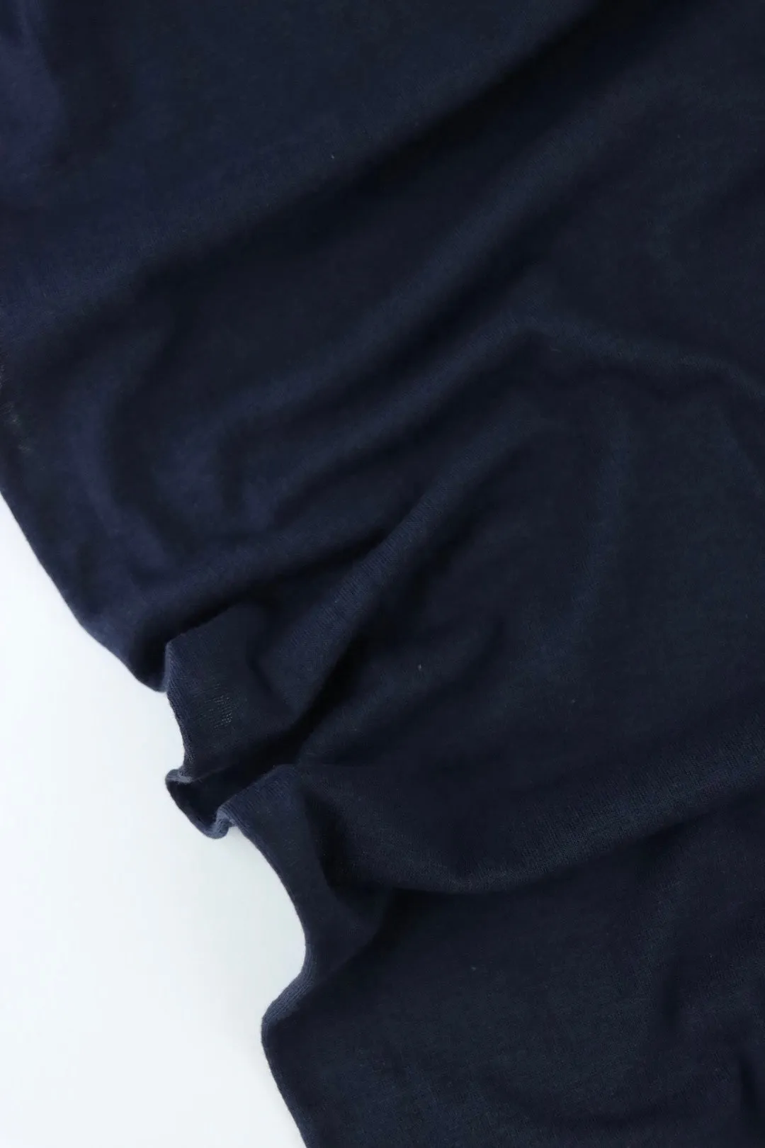 3YD 18IN REMNANT; Navy Lightweight Cotton Spandex Jersey