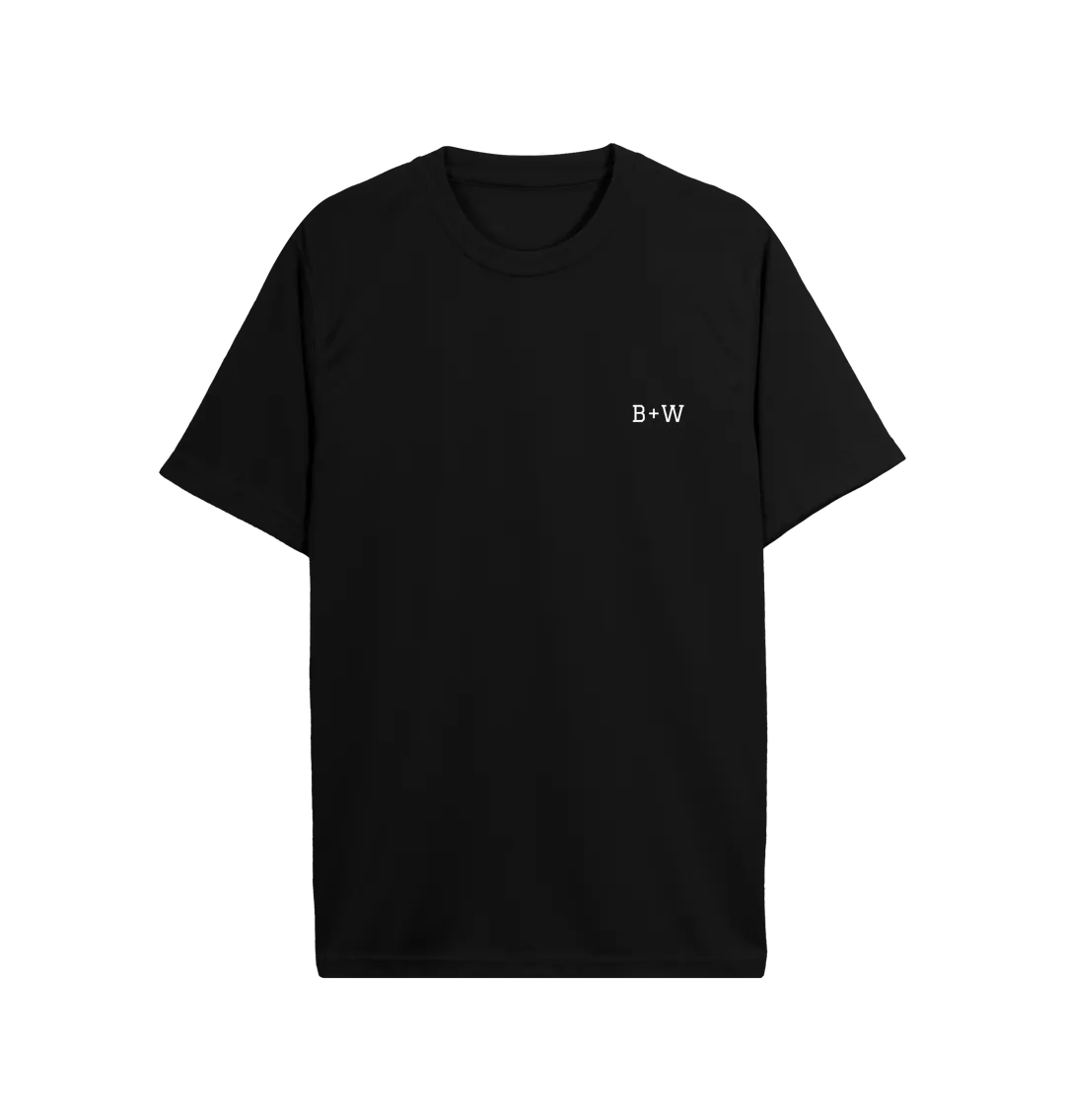 B W Mens Active Tee (White Lettering)