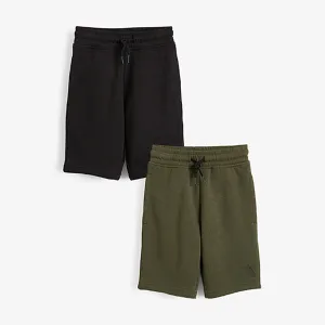 Black/Green 2 Pack Shorts (3-16yrs)