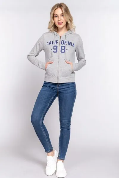 California Zip-Up Drawstring Hoodie