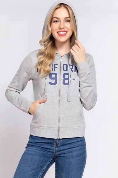 California Zip-Up Drawstring Hoodie