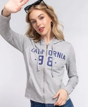 California Zip-Up Drawstring Hoodie