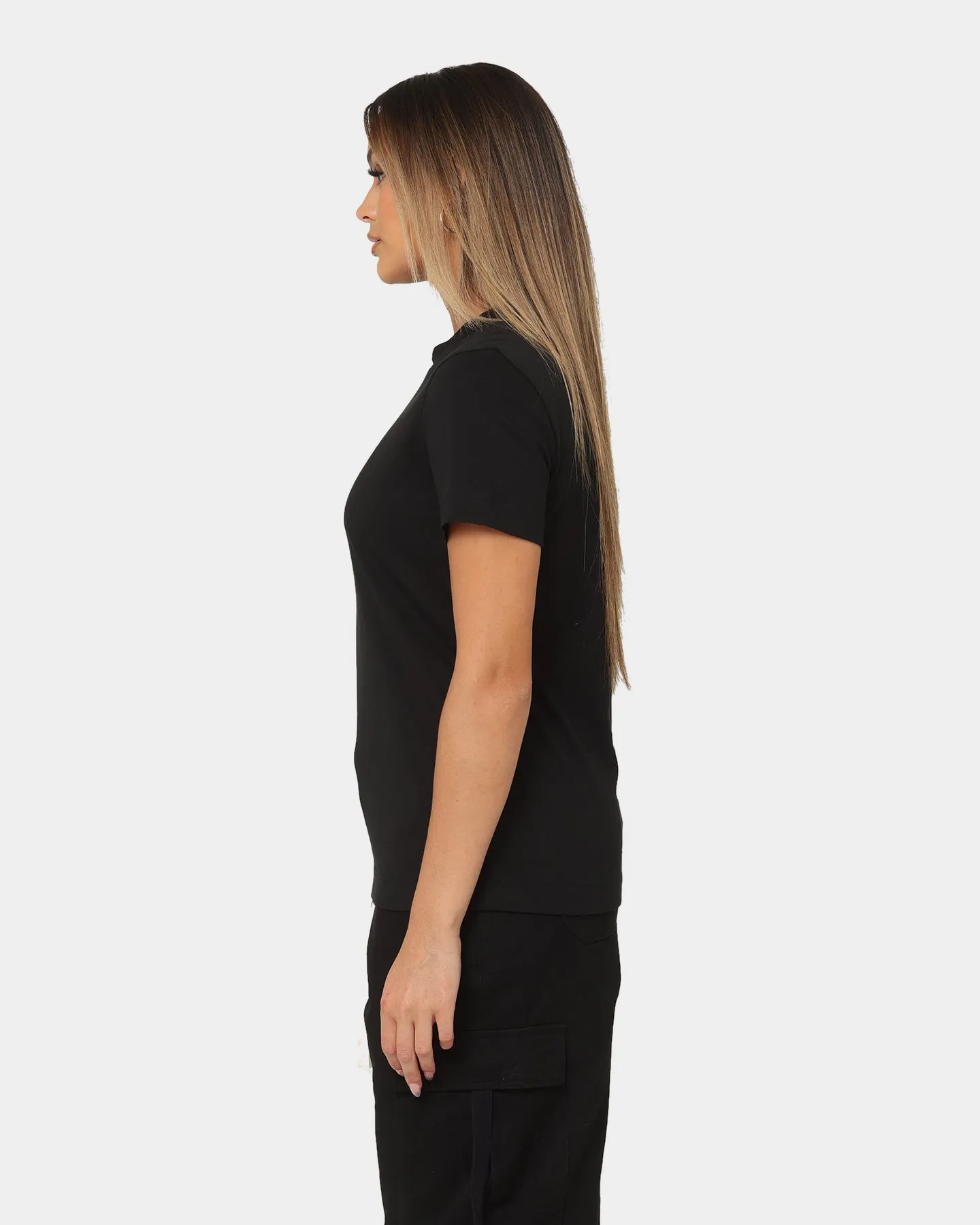 Calvin Klein Women's Stacked Logo Modern Straight T-Shirt Ck Black