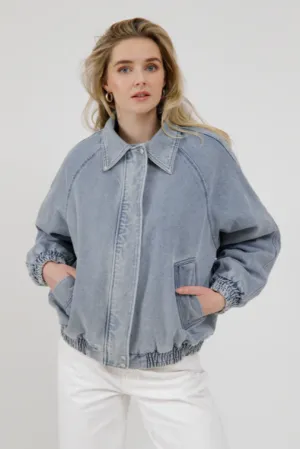 Christine Bomber Jacket | Light Denim Blue