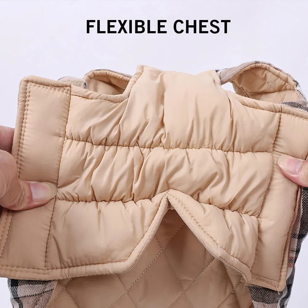 ClassicPaws™ Waterproof Plaid Dog Jacket - Soft Padded Winter Coat