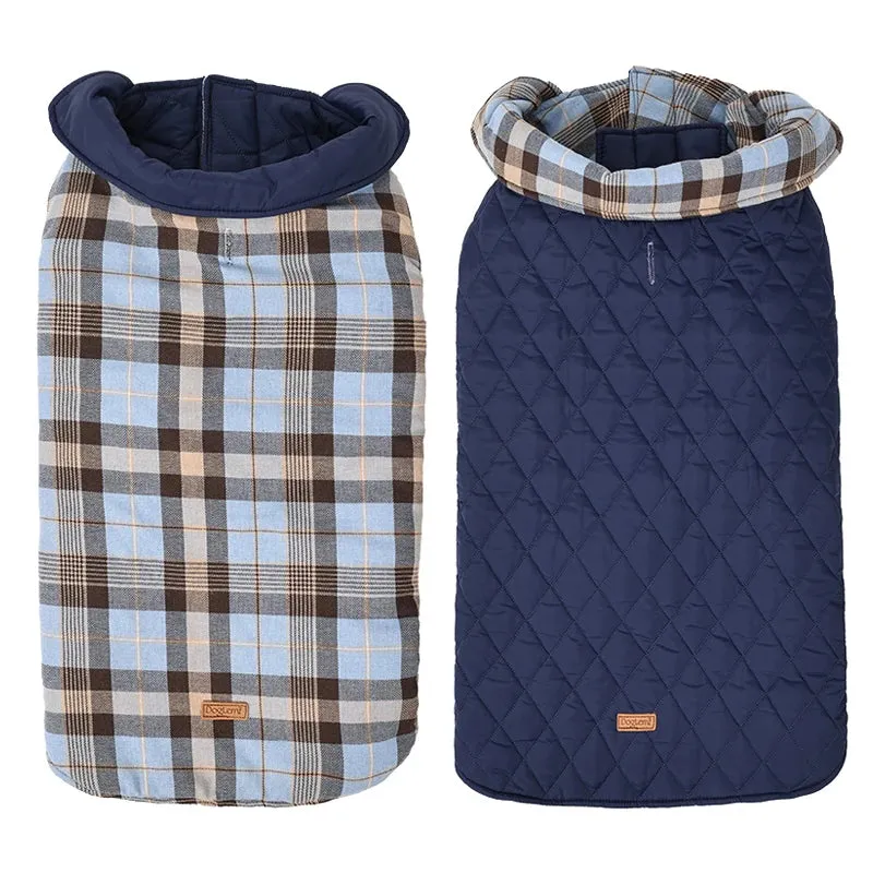 ClassicPaws™ Waterproof Plaid Dog Jacket - Soft Padded Winter Coat