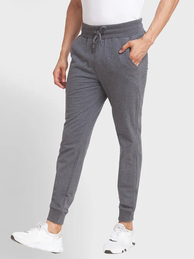 Colorplus Men Grey Solid Jogger Fit Cotton Blend Joggers
