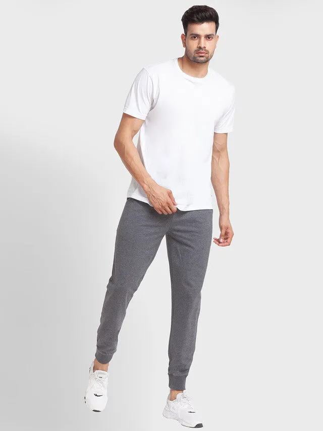 Colorplus Men Grey Solid Jogger Fit Cotton Blend Joggers