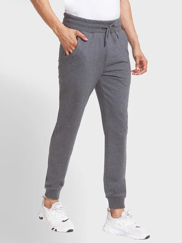 Colorplus Men Grey Solid Jogger Fit Cotton Blend Joggers