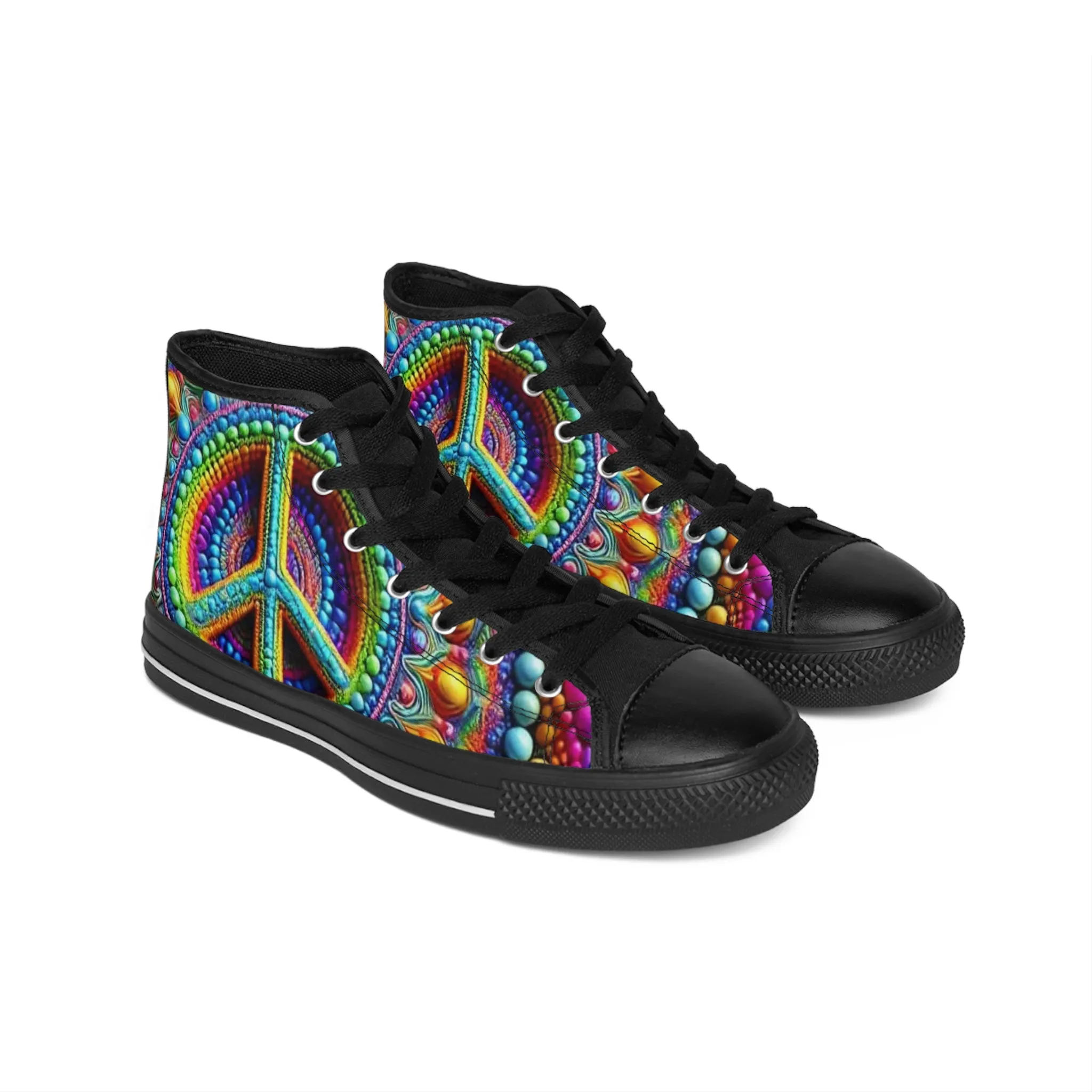 Colourful Peace Sign High-Top Sneakers