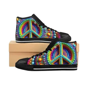 Colourful Peace Sign High-Top Sneakers