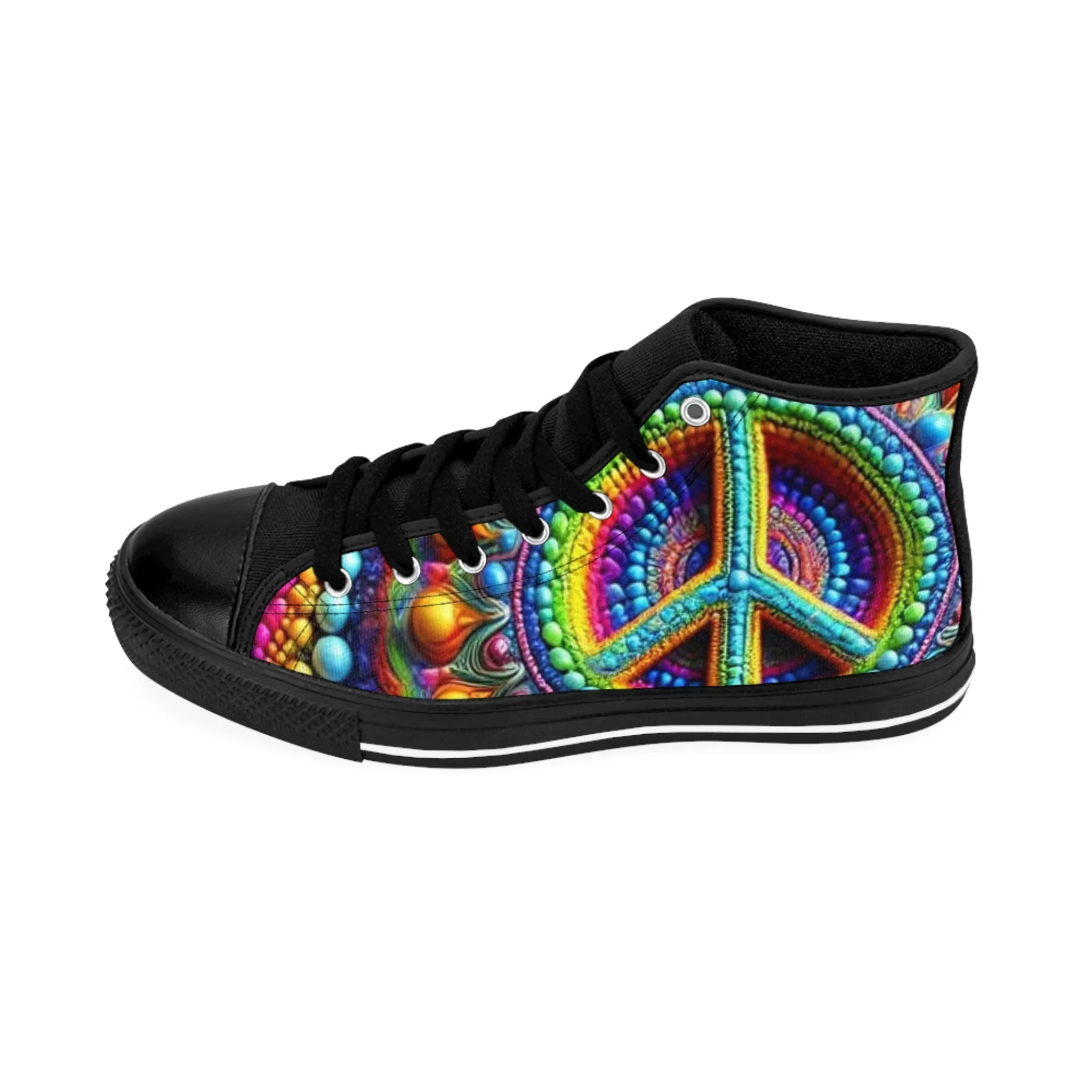 Colourful Peace Sign High-Top Sneakers