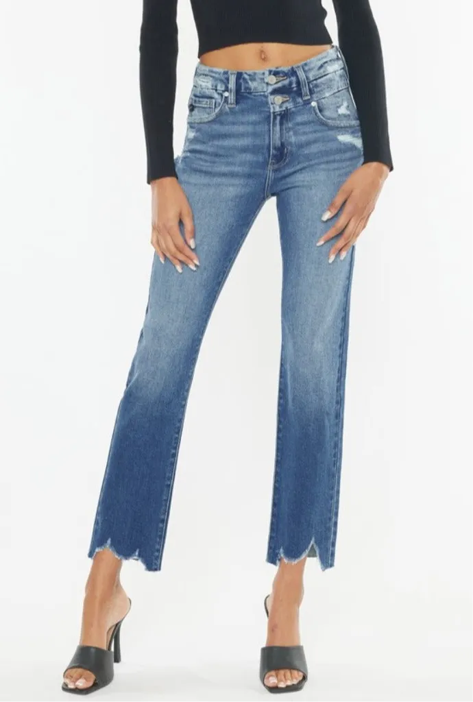 Connie High Rise Wide Waistband Slim Straight Jeans