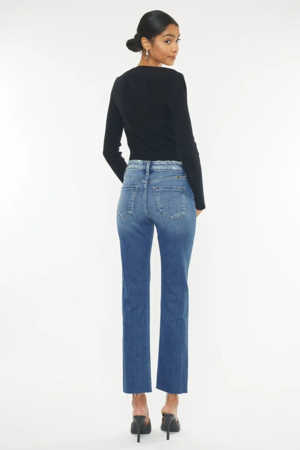 Connie High Rise Wide Waistband Slim Straight Jeans