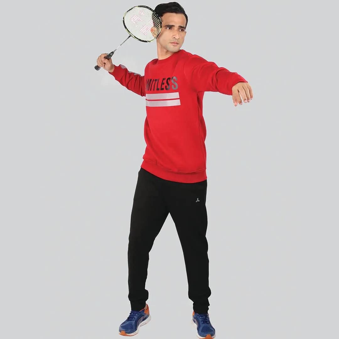 Crew Neck Graphic Print SweatShirt - Bold Red