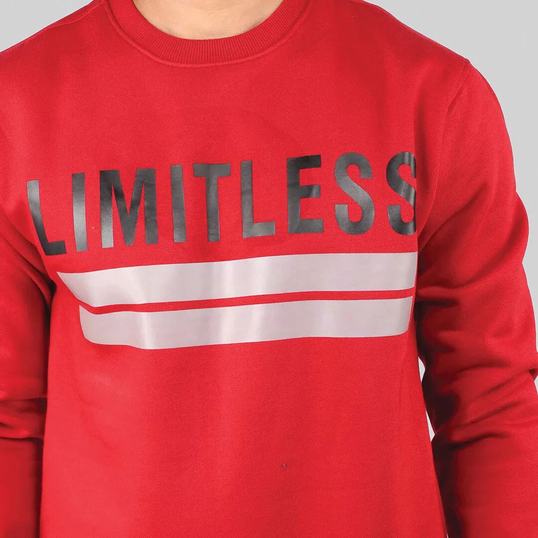 Crew Neck Graphic Print SweatShirt - Bold Red