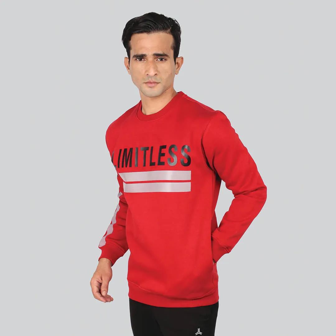 Crew Neck Graphic Print SweatShirt - Bold Red
