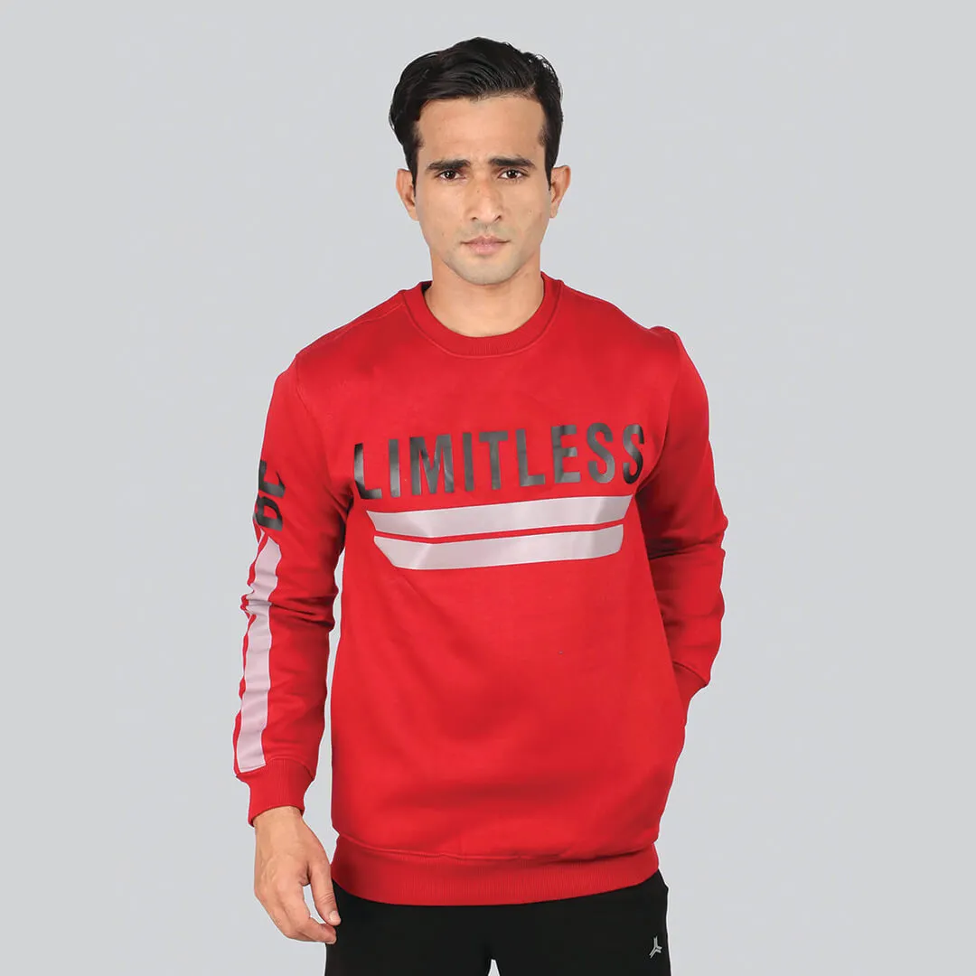 Crew Neck Graphic Print SweatShirt - Bold Red