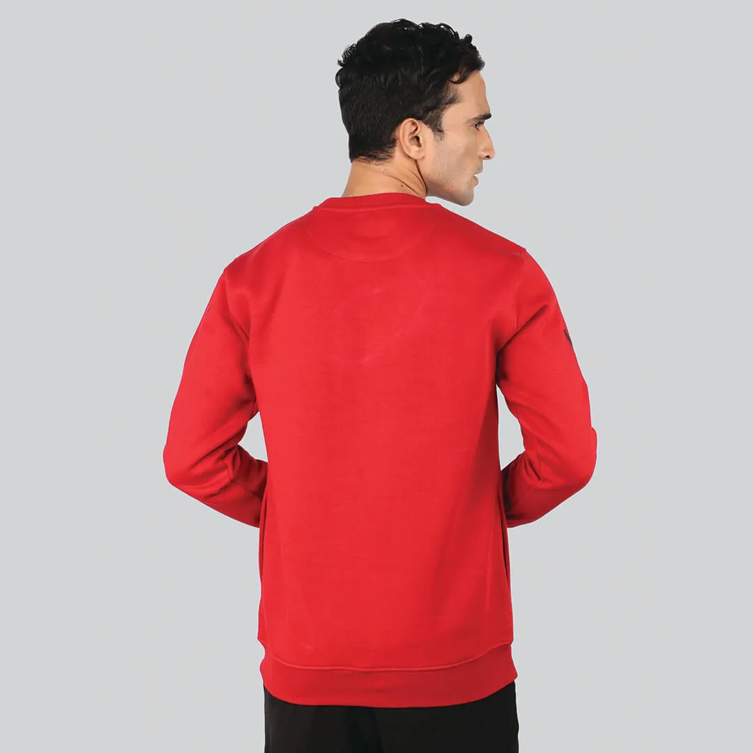 Crew Neck Graphic Print SweatShirt - Bold Red
