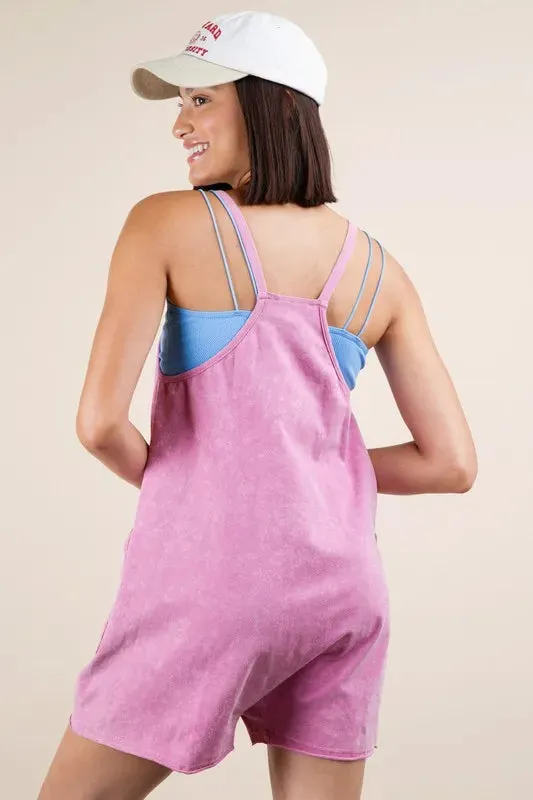 Daleyza Mineral Washed Sleeveless Romper | Curvy