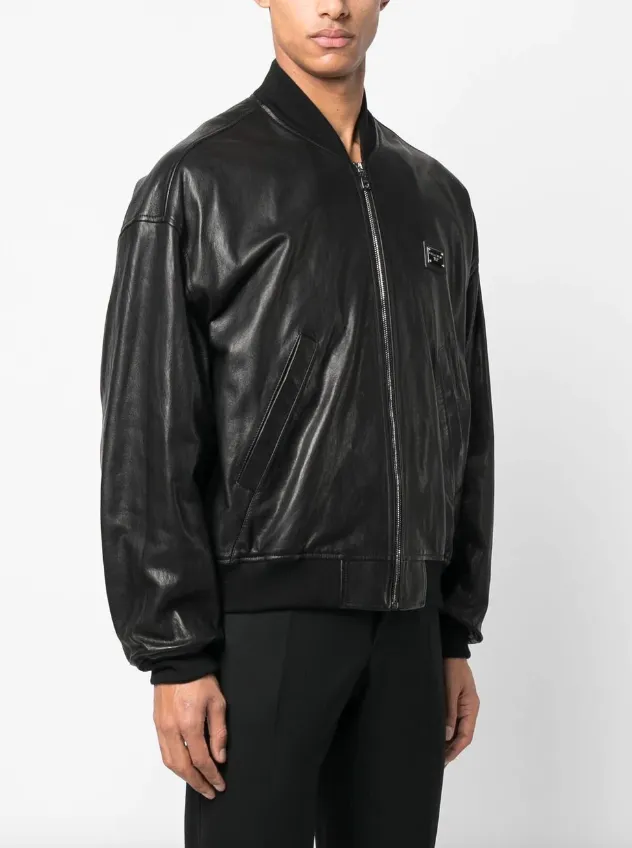 Dolce & Gabbana leather jacket with branded tag