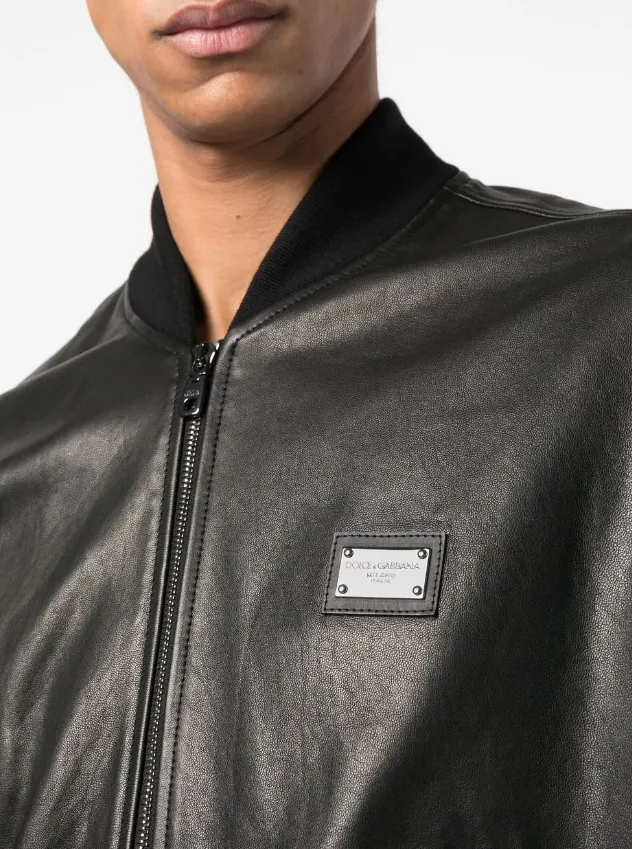 Dolce & Gabbana leather jacket with branded tag