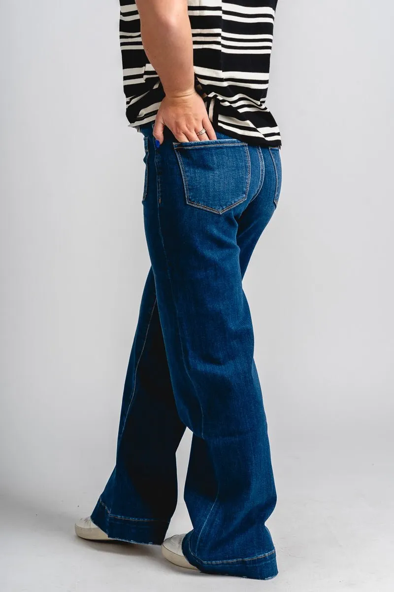 Flying Monkey high rise patch pocket jeans dark denim