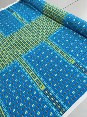Geometric Gold Leaf Printed Silk Crepe de Chine - Teal / Rust / Gold