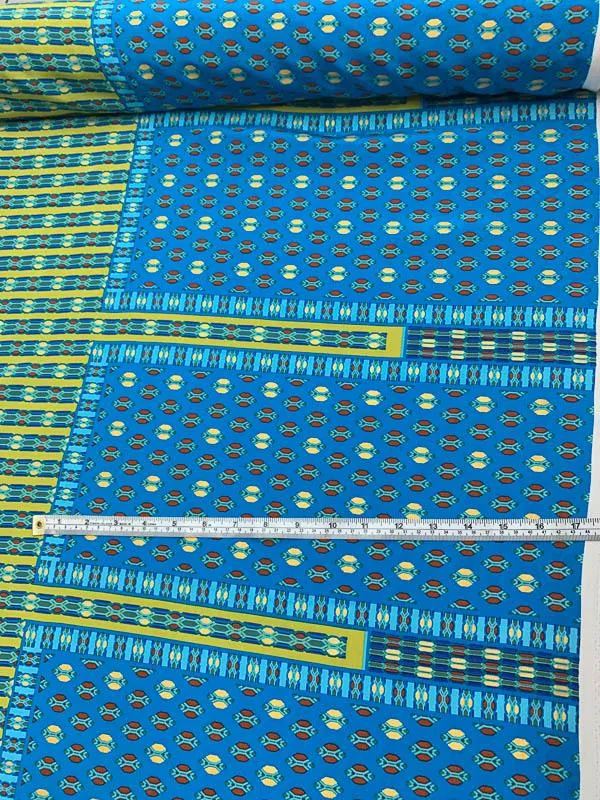 Geometric Gold Leaf Printed Silk Crepe de Chine - Teal / Rust / Gold