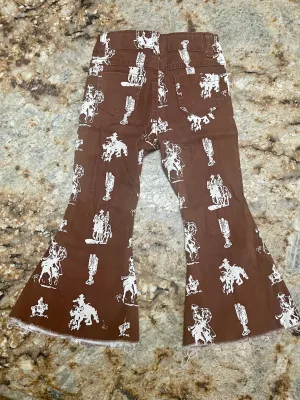 Girls Bell Bottom Jeans, Brown Jeans