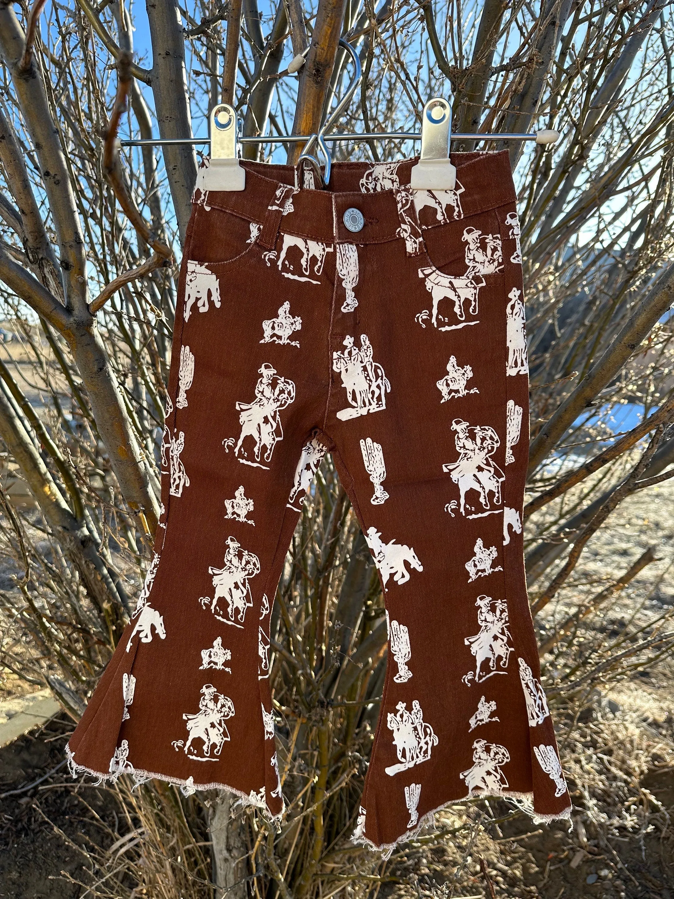 Girls Bell Bottom Jeans, Brown Jeans