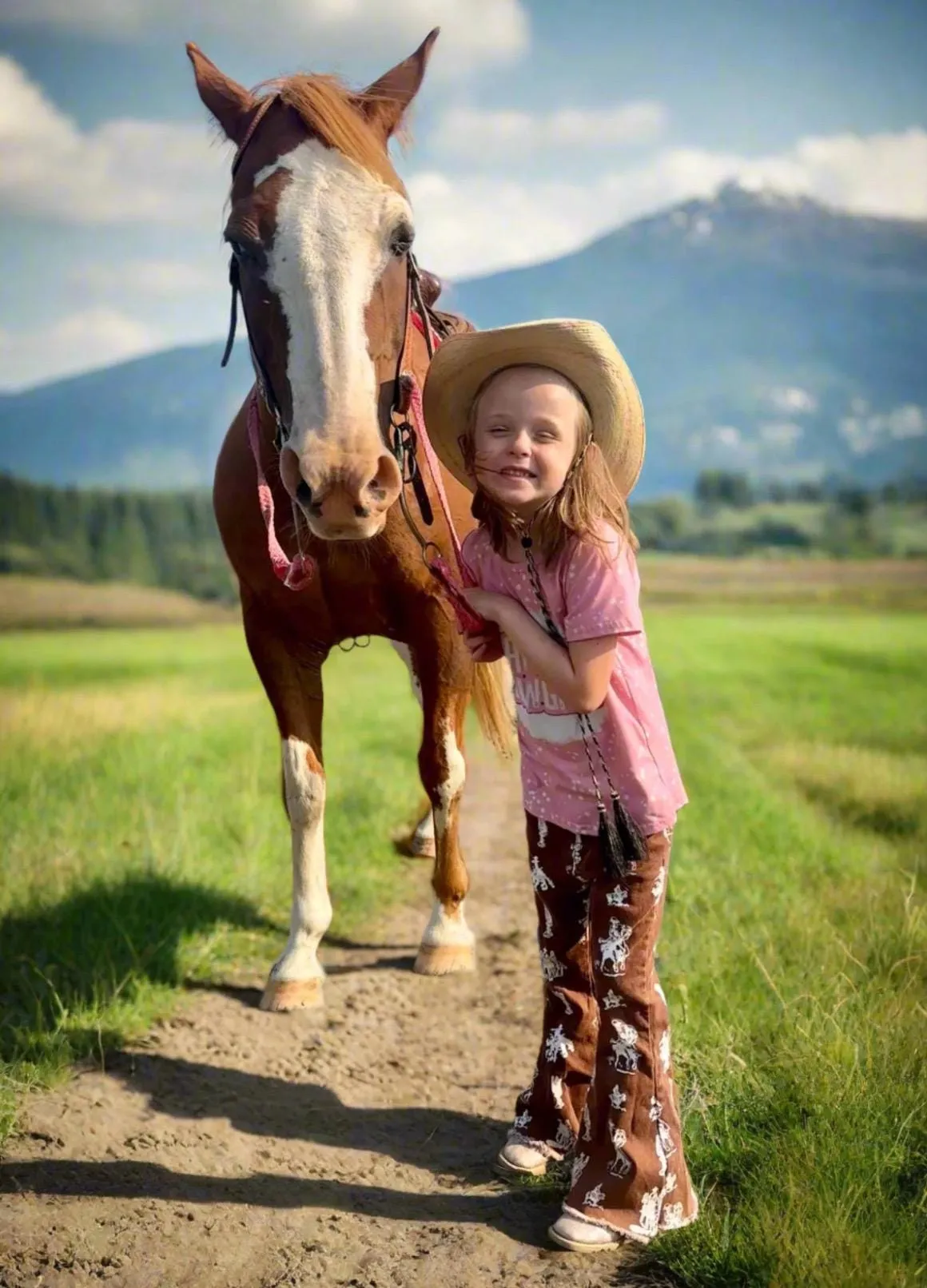 Girls Bell Bottom Jeans, Brown Jeans