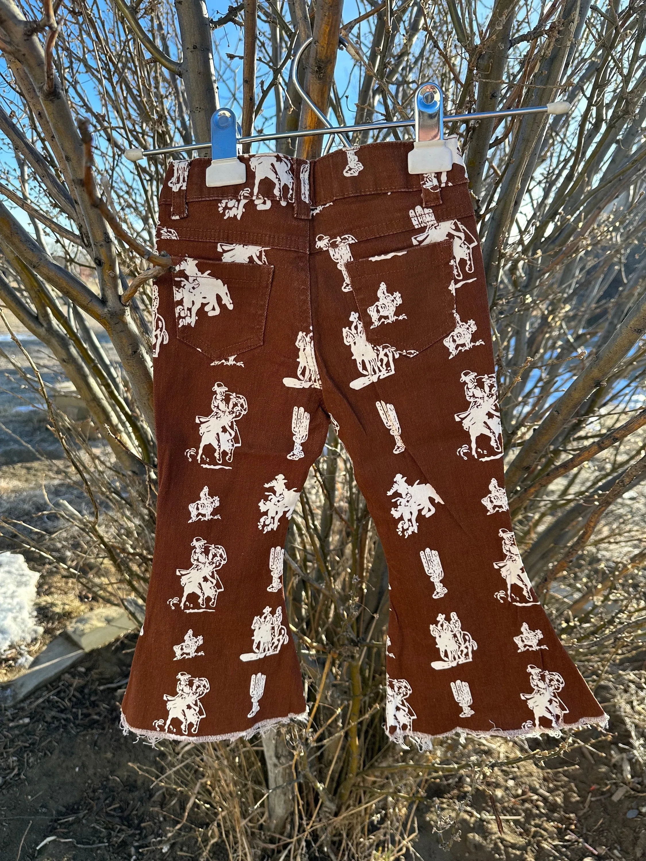 Girls Bell Bottom Jeans, Brown Jeans