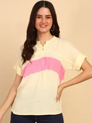 Hand Tie Dyed Peach Top for Women