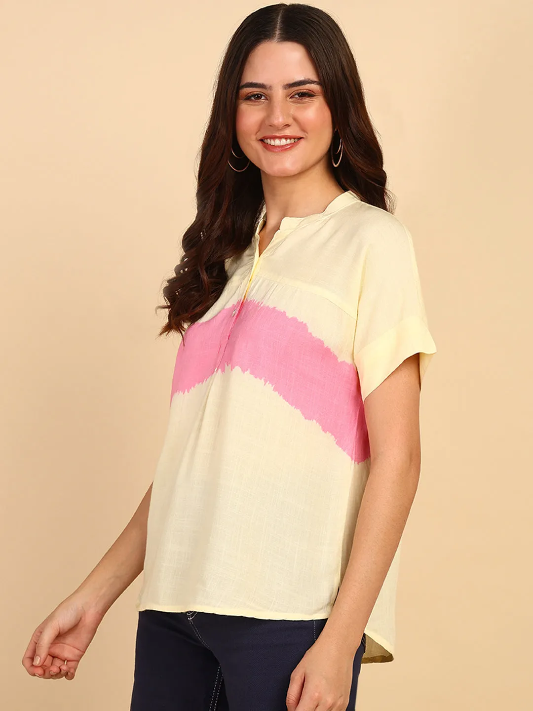 Hand Tie Dyed Peach Top for Women