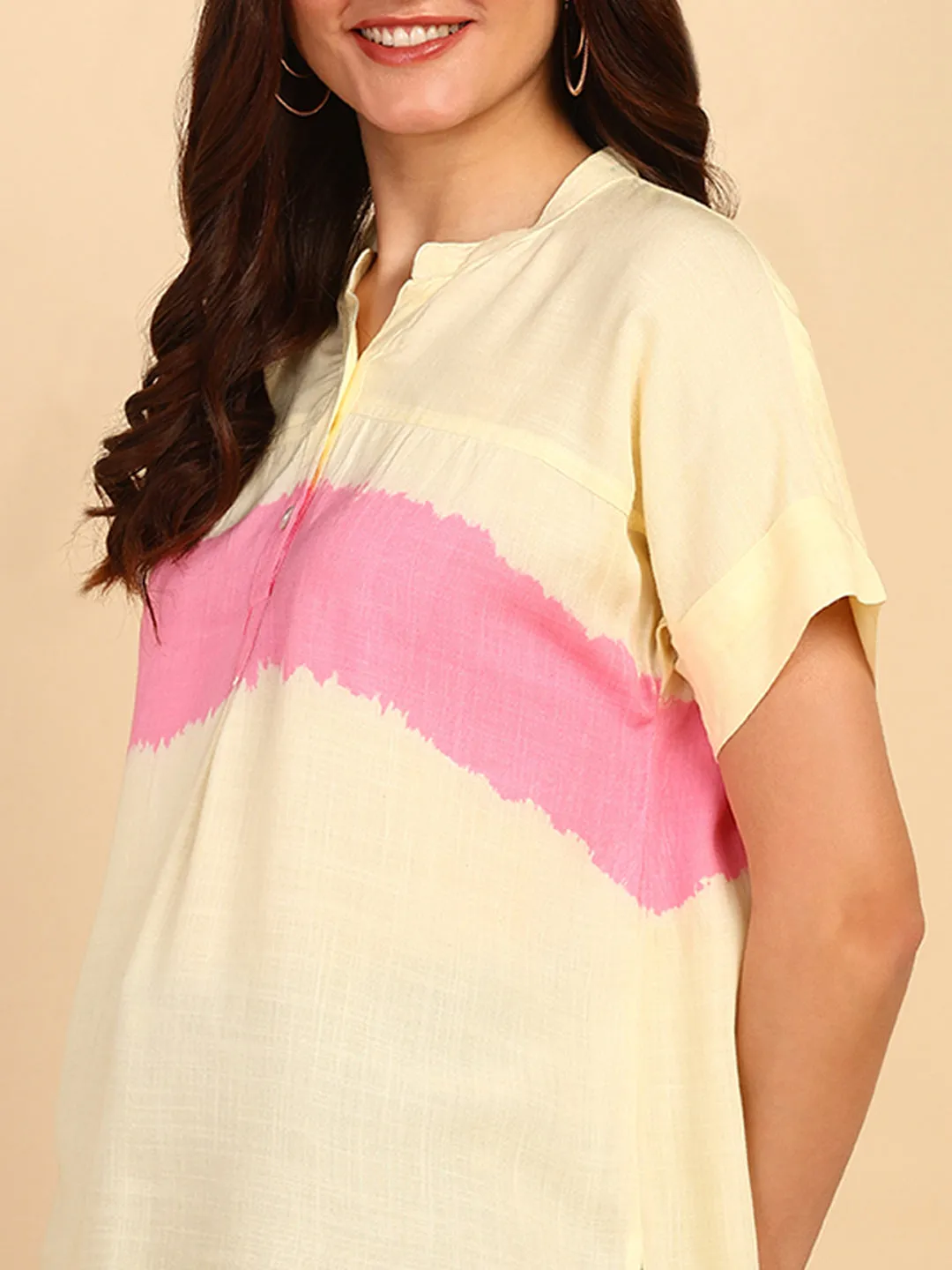Hand Tie Dyed Peach Top for Women