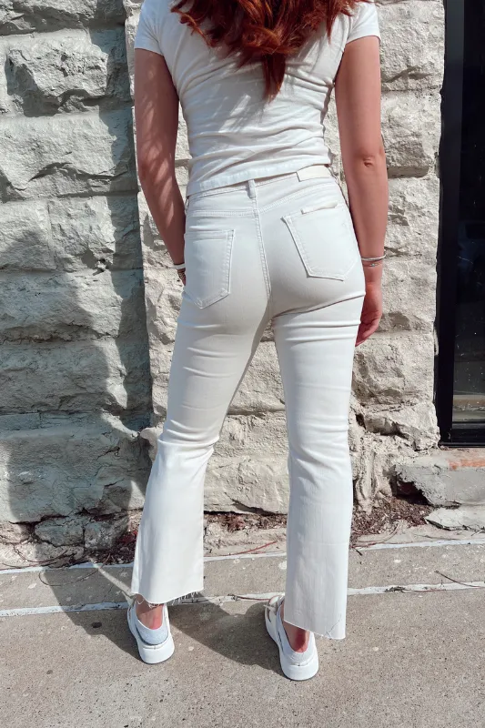 Hidden: Happi High Rise Crop Flare - Sea Salt