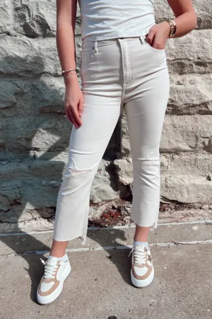 Hidden: Happi High Rise Crop Flare - Sea Salt