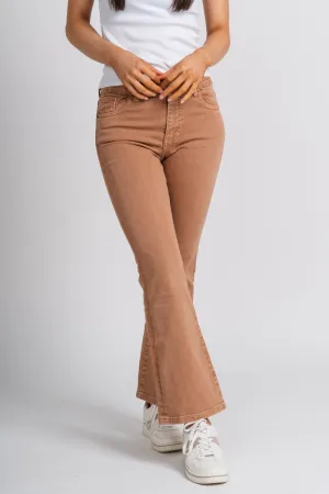 High waist flare jeans camel