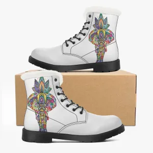 Indian Elephant Faux Fur Leather Boots