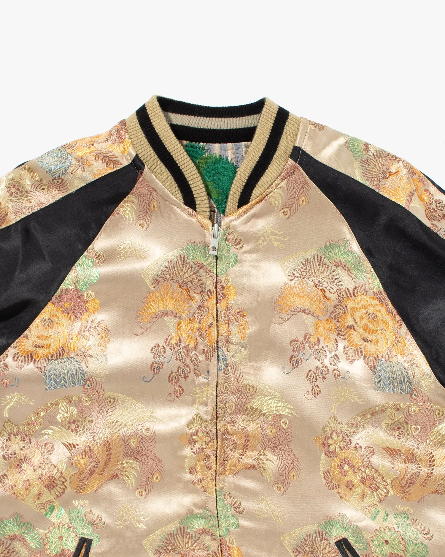 Japanese Repro Souvenir Jacket, Reversible, Black with Koi Scene - M