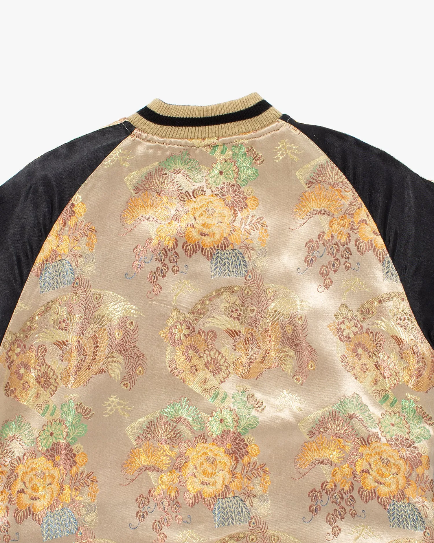 Japanese Repro Souvenir Jacket, Reversible, Black with Koi Scene - M
