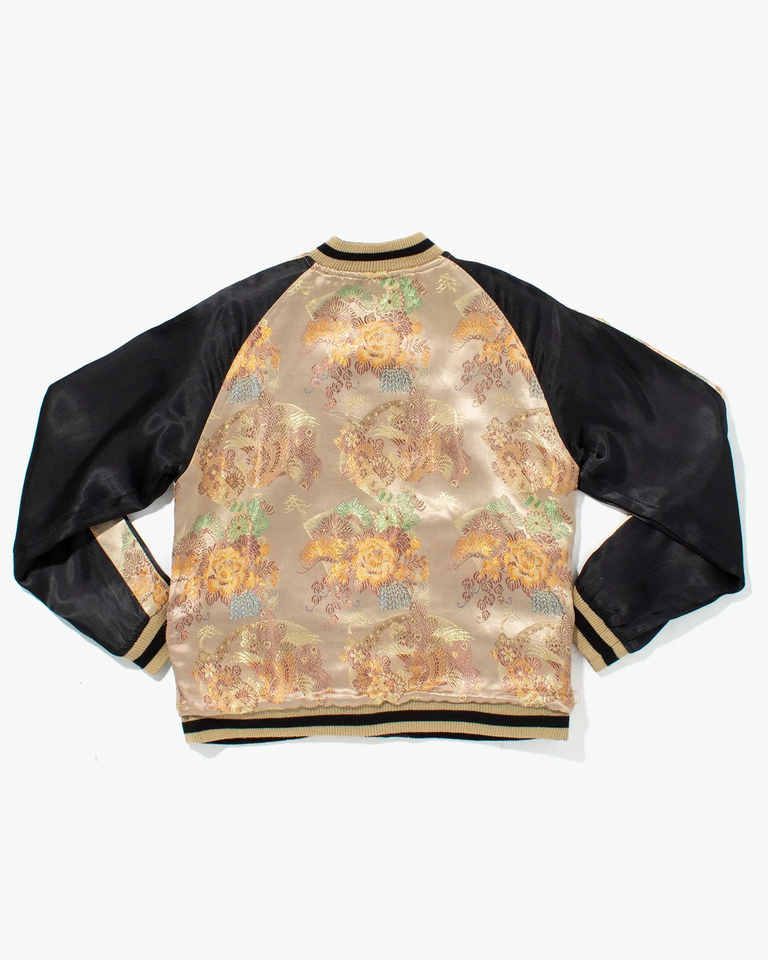 Japanese Repro Souvenir Jacket, Reversible, Black with Koi Scene - M