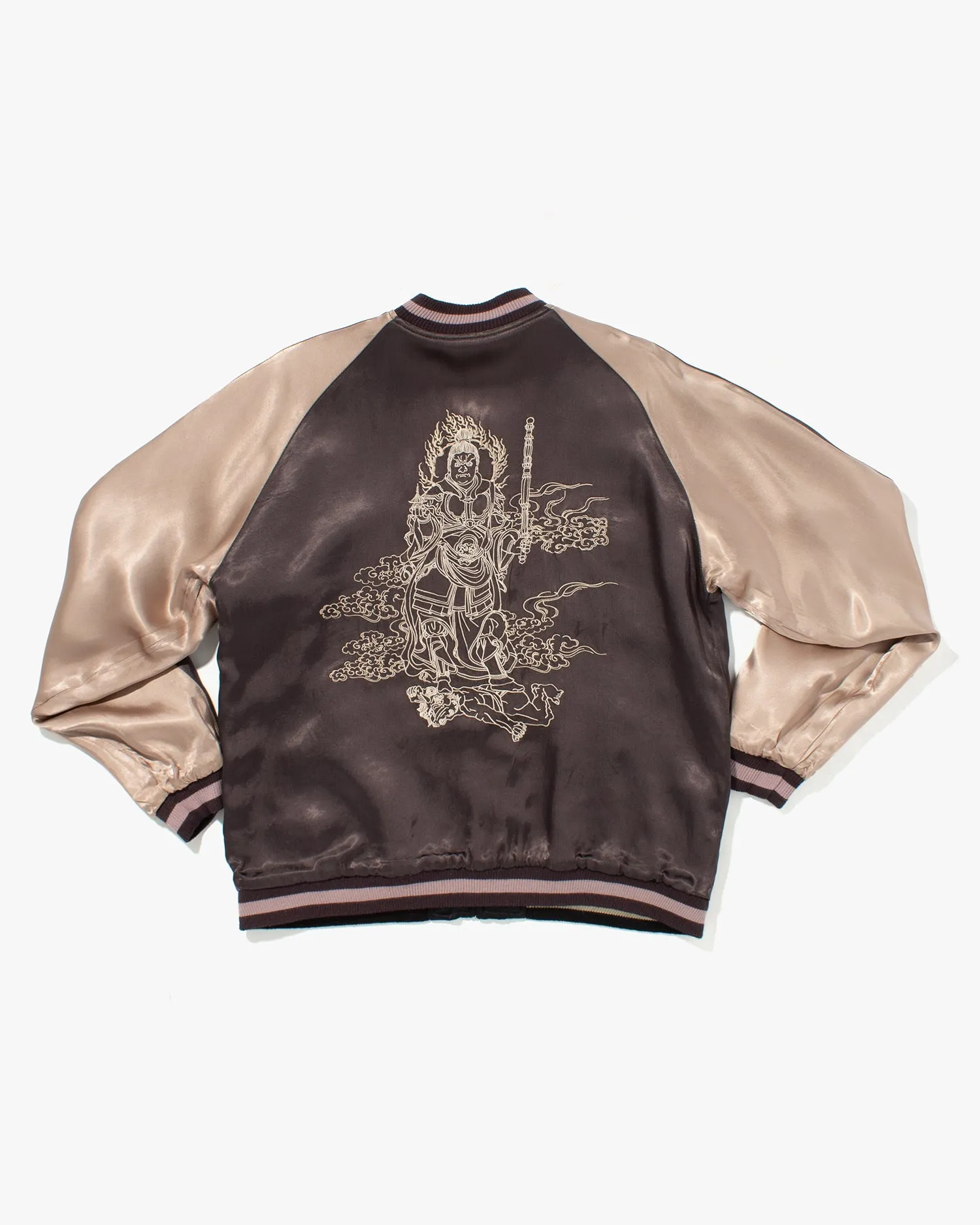 Japanese Repro Souvenir Jacket, Reversible, Taupe with Warrior - XL