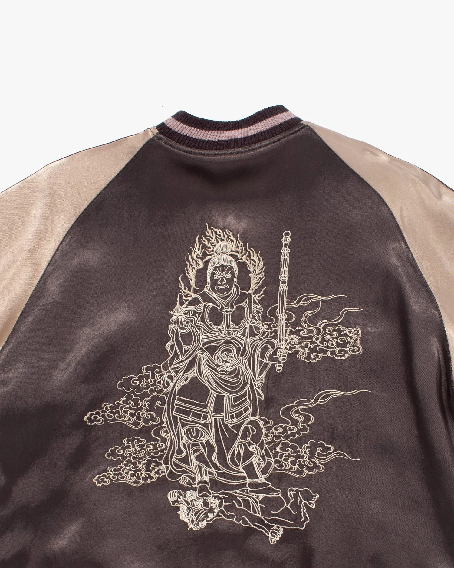 Japanese Repro Souvenir Jacket, Reversible, Taupe with Warrior - XL