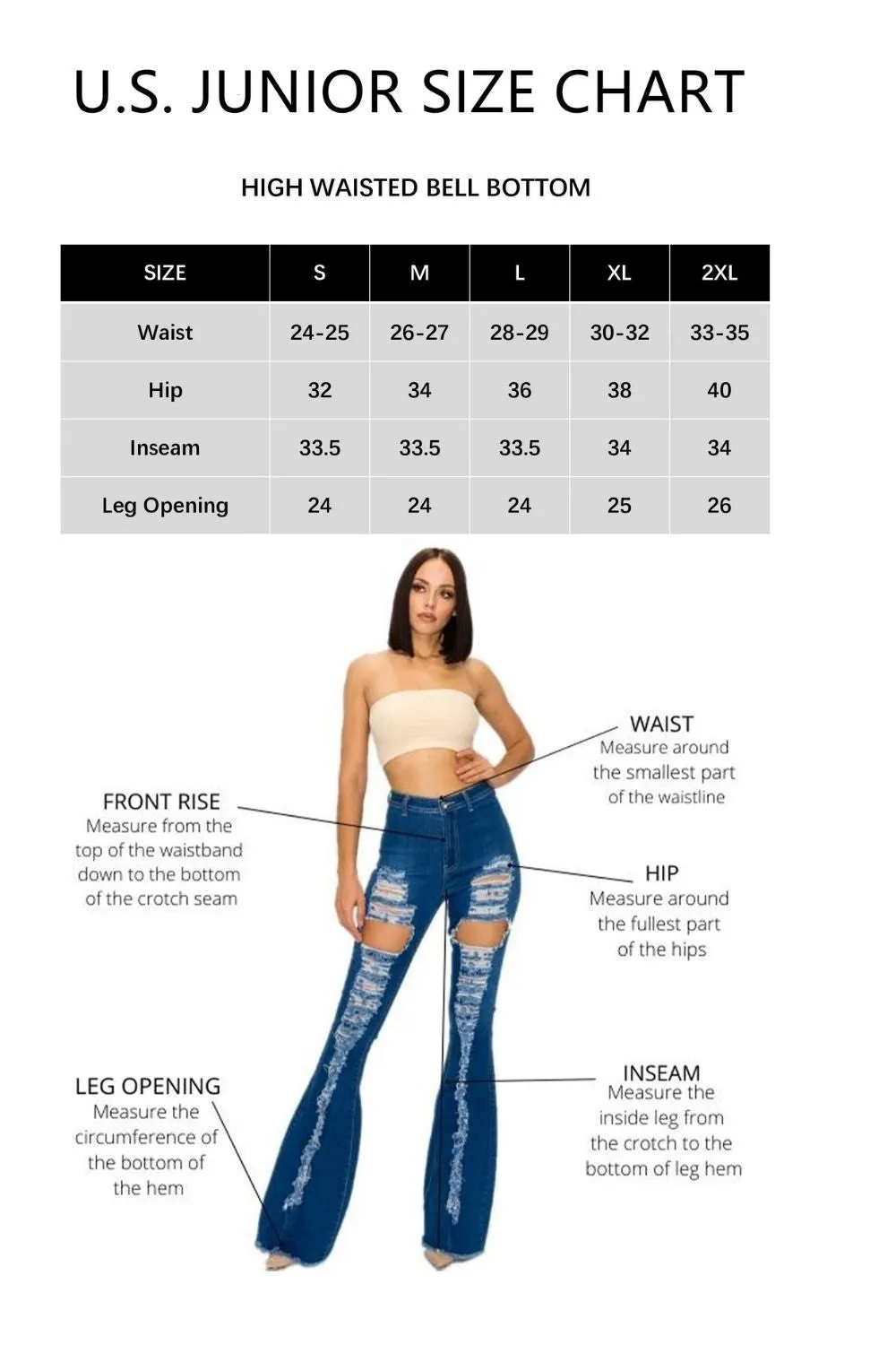 JAZZ-028 BELL BOTTOM FLARE LEG RIPPED DISTRESSED & DESTROYED JEANS
