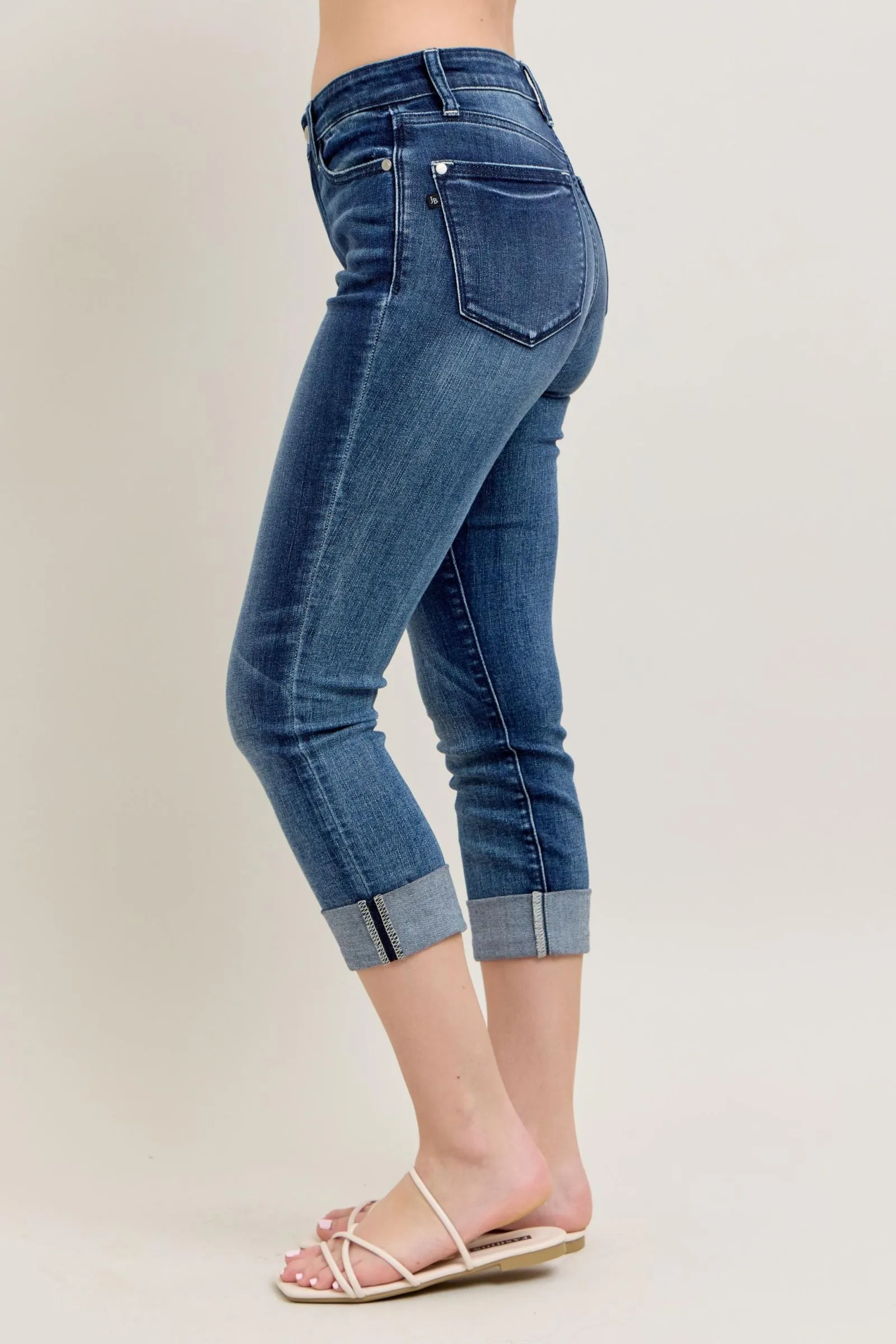 Judy Blue Dark Wash Cuffed Capri