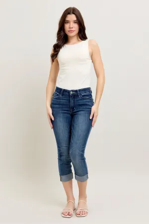 Judy Blue Dark Wash Cuffed Capri
