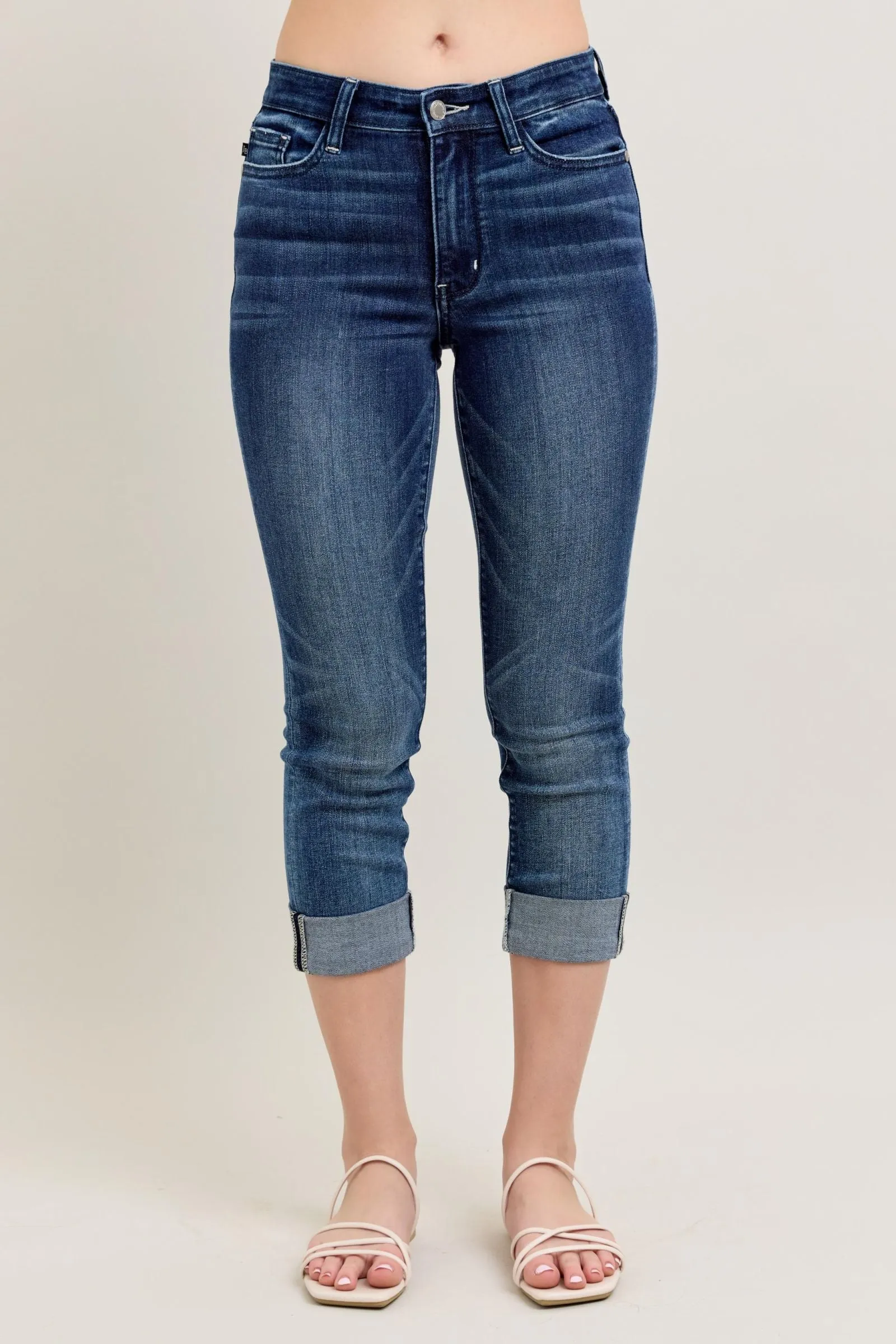 Judy Blue Dark Wash Cuffed Capri